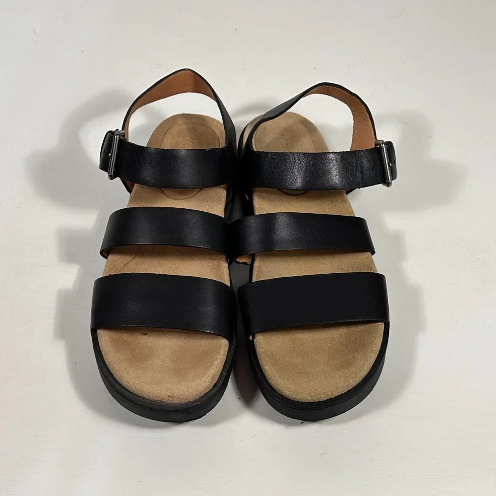 Madewell The Addie Black Leather Comfort Sandals Women Size 7 - Picture 4 of 9